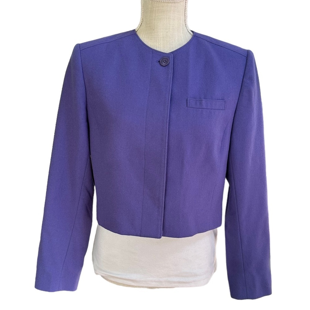 Pendleton Vintage 100% Wool‎ Purple Violet Cropped Lined Jacket Size:10